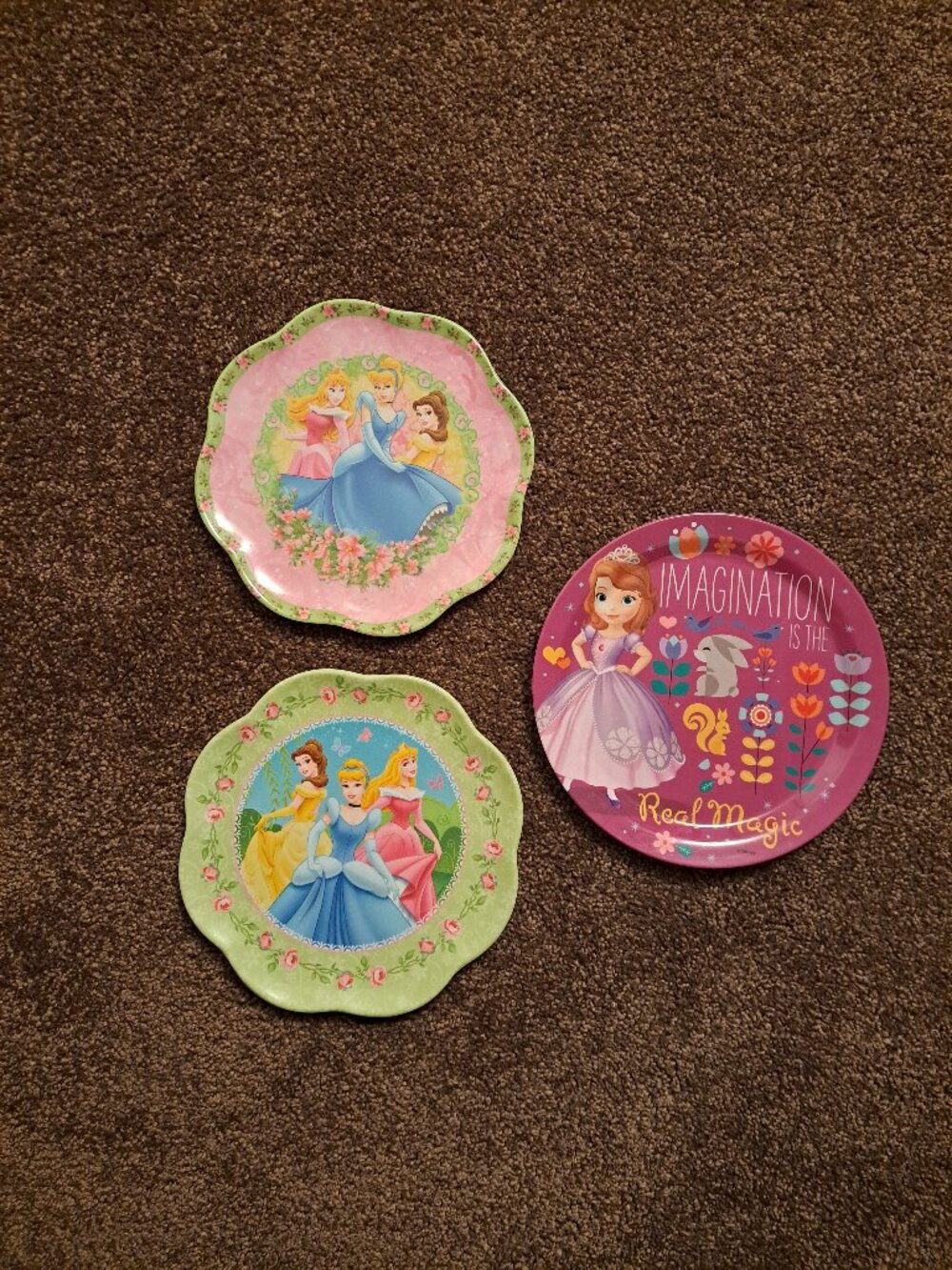 Vntg Zak Designs plates,Disney Princesses Cinderella,Aurora,Belle&Sophia the 1st